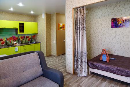 Студия в центре Иркутска с шикарным видом на город и реку.