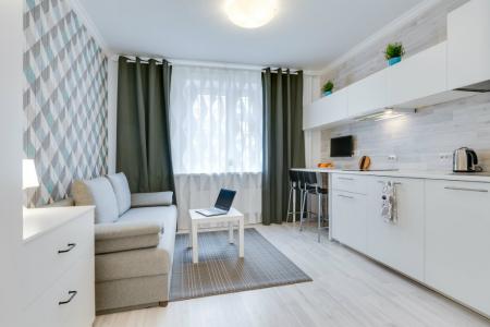 Озерки,Студия,кровать,душ, 2 местн,WiFi, Бирюза