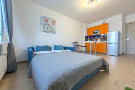 Оранжевая студия с видом на город у М. Ладожская