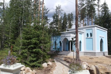 Дом выполнен в восточном стиле, окружен сосновым лесом, рядом озеро в пос. Раздолье